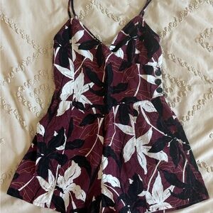 BP Burgundy and Black Leaf Print Mini Dress